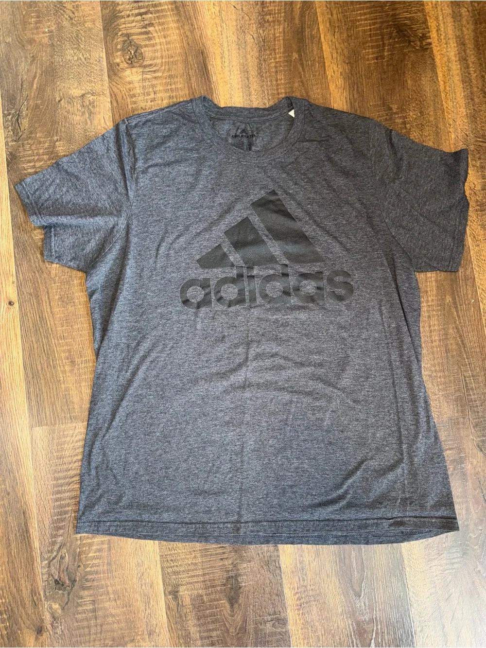 Adidas Heather Charcoal Logo Tee | Men’s XL | Climalite Athletic T-Shirt